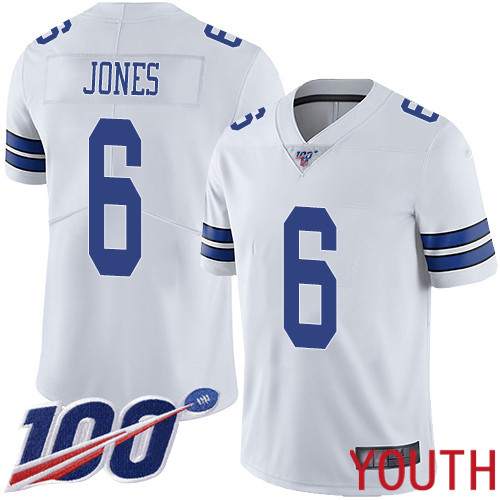 Youth Dallas Cowboys Limited White Chris Jones Road #6 100th Season Vapor Untouchable NFL Jersey
